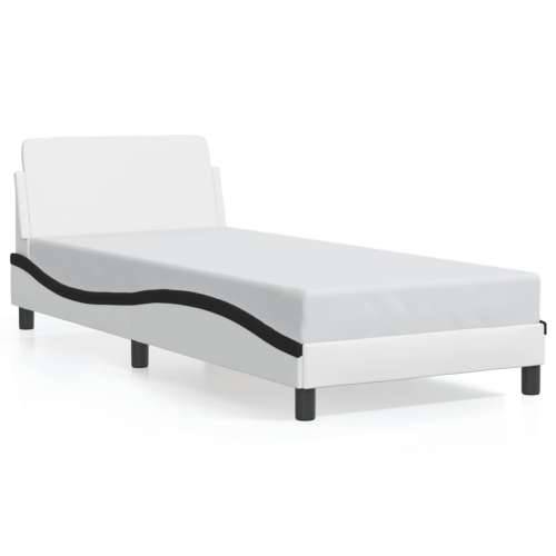 Okvir za krevet s uzglavljem bijelo-crni 90x190 cm umjetna koža - Bijela i crna 90 x 190 cm Cijena