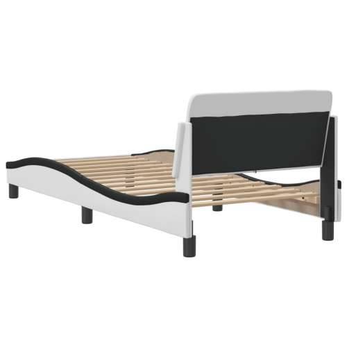Okvir za krevet s uzglavljem bijelo-crni 90x190 cm umjetna koža - Bijela i crna 90 x 190 cm Cijena