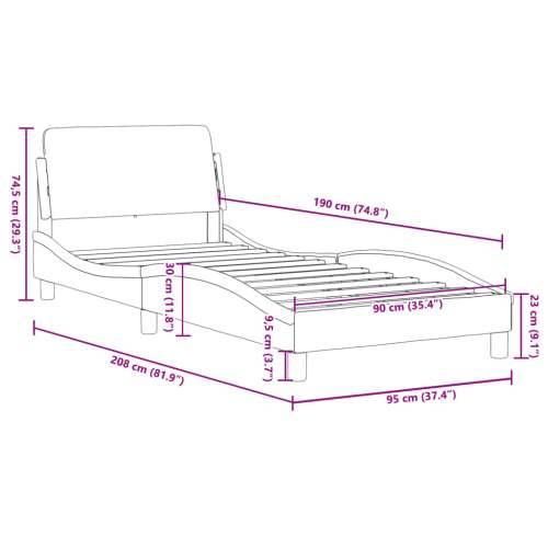 Okvir za krevet s uzglavljem bijelo-crni 90x190 cm umjetna koža - Bijela i crna 90 x 190 cm Cijena