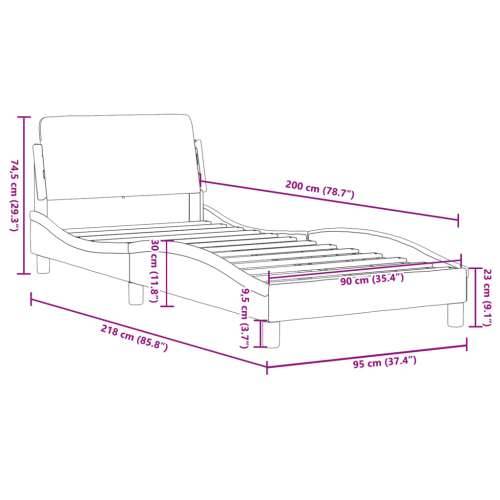 Okvir za krevet s uzglavljem bijela 90x200 cm od umjetne kože Bijela 90 x 200 cm Cijena
