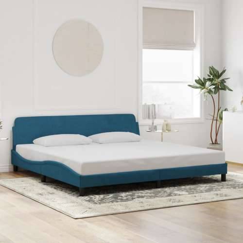 Okvir za krevet s uzglavljem plavi 200x200 cm baršunasti - Plava 200 x 200 cm Cijena