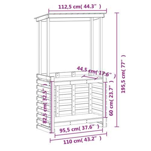 Vanjski barski stol s krovom 112,5 x 57 x 195,5 cm masivno drvo - Prirodna boja bora 112,5 x 57 x 195,5 cm 1 Cijena