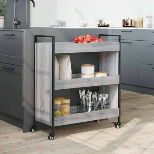 Kuhinjska kolica siva boja hrasta 70x30x82 cm konstruirano drvo - Sivi hrast sonoma Cijena