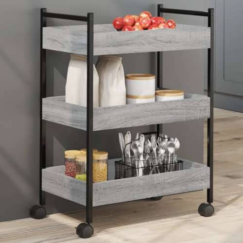 Kuhinjska kolica siva boja hrasta 50x30x70 cm konstruirano drvo - Sivi hrast sonoma Cijena