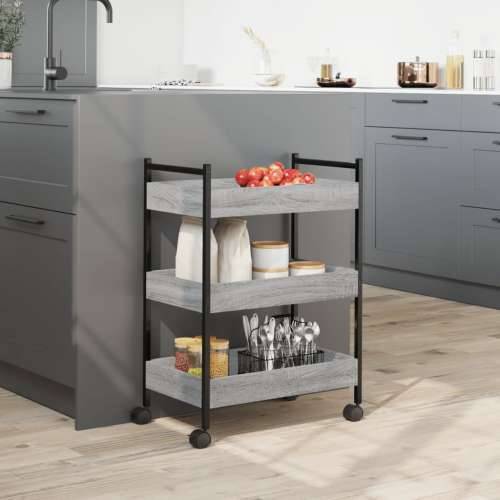 Kuhinjska kolica siva boja hrasta 50x30x70 cm konstruirano drvo - Sivi hrast sonoma Cijena