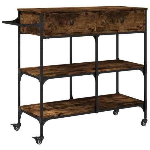 Kuhinjska kolica boja hrasta 105 x 42 x 95 cm konstruirano drvo - Dimljeni hrast Cijena