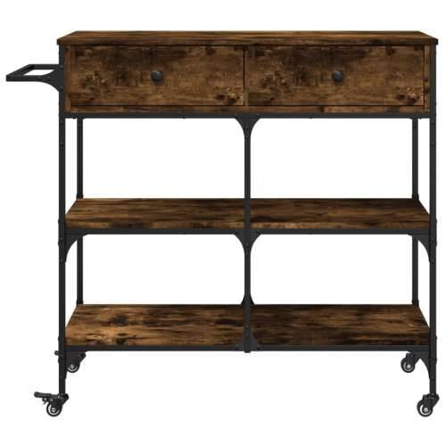 Kuhinjska kolica boja hrasta 105 x 42 x 95 cm konstruirano drvo - Dimljeni hrast Cijena