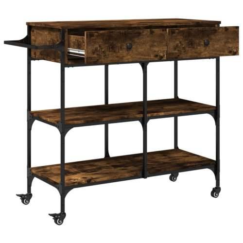 Kuhinjska kolica boja hrasta 105 x 42 x 95 cm konstruirano drvo - Dimljeni hrast Cijena