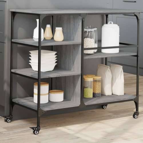 Kuhinjska kolica boja hrasta 100x45x89,5 cm konstruirano drvo - Sivi hrast sonoma Cijena