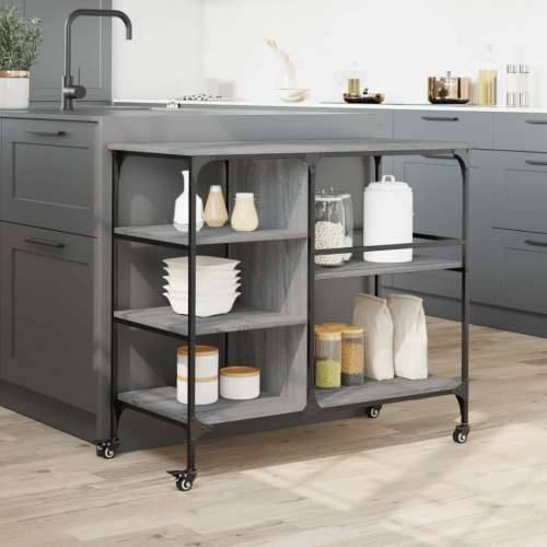 Kuhinjska kolica boja hrasta 100x45x89,5 cm konstruirano drvo - Sivi hrast sonoma Cijena