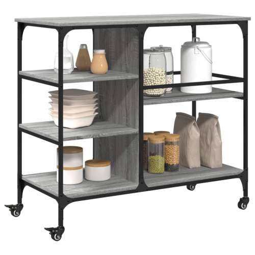 Kuhinjska kolica boja hrasta 100x45x89,5 cm konstruirano drvo - Sivi hrast sonoma Cijena