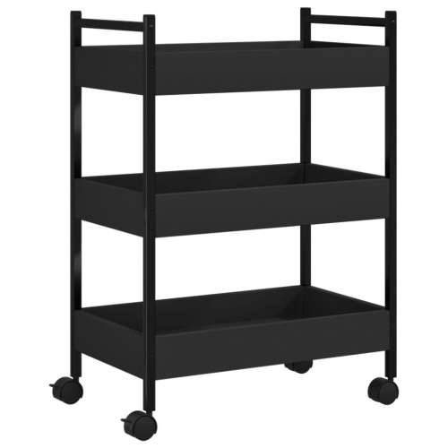 Kuhinjska kolica crna 50 x 30 x 70 cm od konstruiranog drva - Crna Cijena