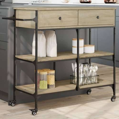 Kuhinjska kolica boja hrasta 105 x 42 x 95 cm konstruirano drvo - sonoma hrast Cijena