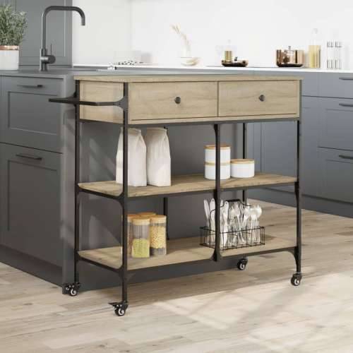 Kuhinjska kolica boja hrasta 105 x 42 x 95 cm konstruirano drvo - sonoma hrast Cijena