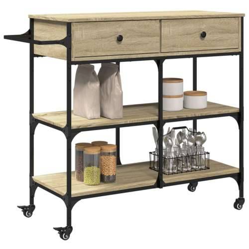 Kuhinjska kolica boja hrasta 105 x 42 x 95 cm konstruirano drvo - sonoma hrast Cijena