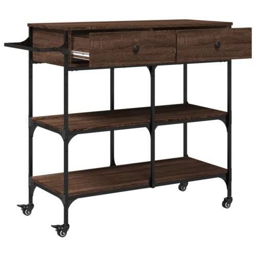 Kuhinjska kolica boja hrasta 105 x 42 x 95 cm konstruirano drvo - Smeđi hrast Cijena