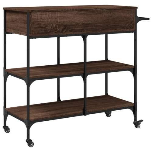 Kuhinjska kolica boja hrasta 105 x 42 x 95 cm konstruirano drvo - Smeđi hrast Cijena