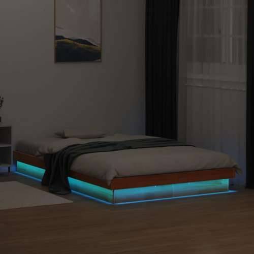 LED okvir kreveta voštano smeđi 140x190 cm od masivne borovine - Voštano smeđa 140 x 190 cm Cijena