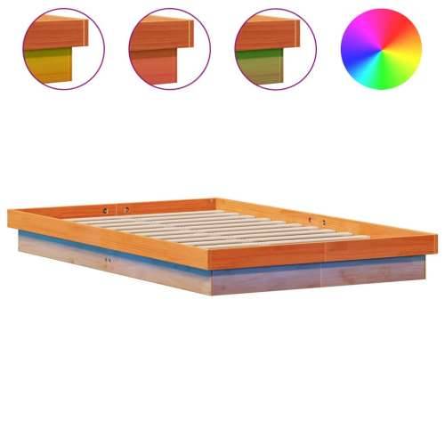 LED okvir kreveta voštano smeđi 140x190 cm od masivne borovine - Voštano smeđa 140 x 190 cm Cijena