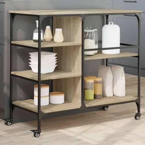 Kuhinjska kolica boja hrasta 100x45x89,5 cm konstruirano drvo - sonoma hrast Cijena