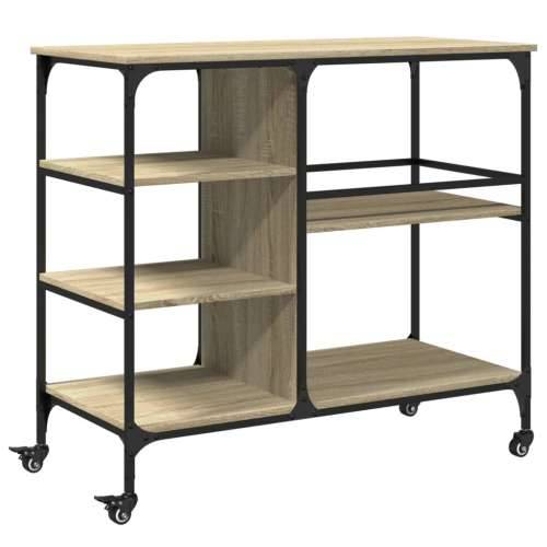 Kuhinjska kolica boja hrasta 100x45x89,5 cm konstruirano drvo - sonoma hrast Cijena