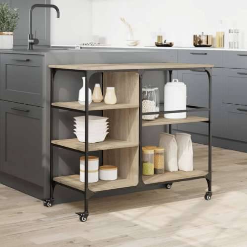 Kuhinjska kolica boja hrasta 100x45x89,5 cm konstruirano drvo - sonoma hrast Cijena