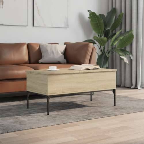 Stolić za kavu boja hrasta 100 x 50 x 45 cm od drva i metala - sonoma hrast 1 Cijena