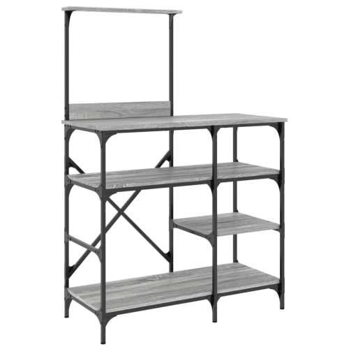 Pekarski stalak siva boja hrasta 90x40x132 cm od drva i metala - Sivi hrast sonoma Cijena