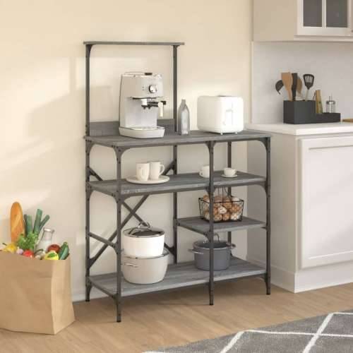Pekarski stalak siva boja hrasta 90x40x132 cm od drva i metala - Sivi hrast sonoma Cijena