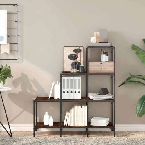 Regal za knjige boja hrasta 92 x 30 x 102 cm od drva i metala Dimljeni hrast 1 102 cm 92 cm Cijena