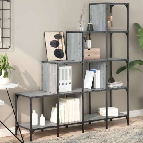 Regal za knjige siva boja hrasta 122x30x132 cm od drva i metala - Sivi hrast sonoma 1 132 cm 122 cm Cijena