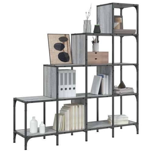 Regal za knjige siva boja hrasta 122x30x132 cm od drva i metala - Sivi hrast sonoma 1 132 cm 122 cm Cijena