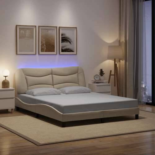 Okvir kreveta s LED-om bez krem madraca 160x200 cm Tkanina - Krema 160 x 200 cm Cijena