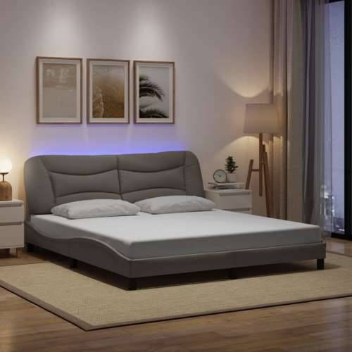 Okvir kreveta s LED-om bez madraca Taupe 180x200 cm tkanina - Sivo-smeđa 180 x 200 cm Cijena