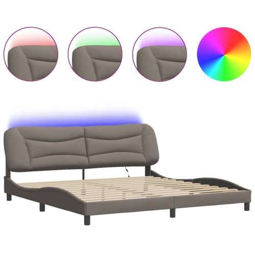 Okvir kreveta s LED svjetlima smeđesivi 200 x 200 cm od tkanine - Sivo-smeđa 200 x 200 cm Cijena