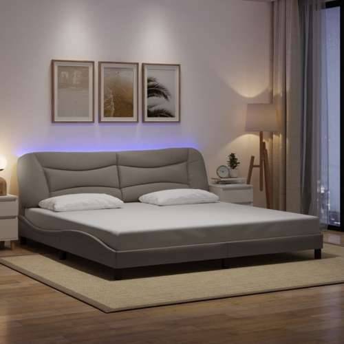 Okvir kreveta s LED svjetlima smeđesivi 200 x 200 cm od tkanine - Sivo-smeđa 200 x 200 cm Cijena