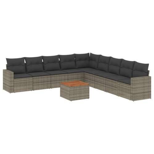 Vrtna garnitura - 10-dijelni set vrtnih sofa od poliratana s jastucima sivi - siva i tamnosiva 1 Cijena