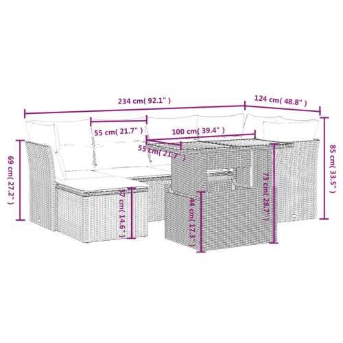 Vrtna garnitura - 7-dijelni set vrtnih sofa od poliratana s jastucima crni - Crna bez spremišta 1 Cijena