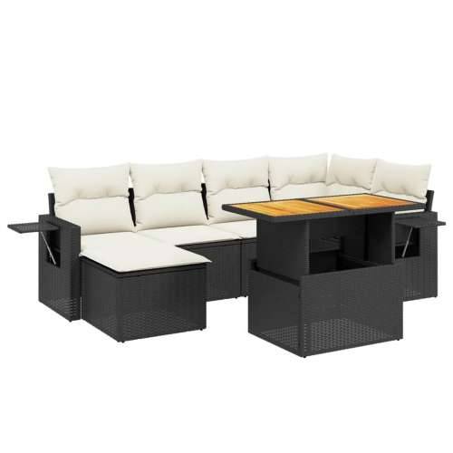 Vrtna garnitura - 7-dijelni set vrtnih sofa od poliratana s jastucima crni - Crna i krem bez spremišta 1 Cijena