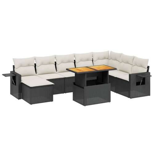 Vrtna garnitura - 9-dijelni set vrtnih sofa s jastucima crni od poliratana - Crna i krem bez spremišta 1 Cijena
