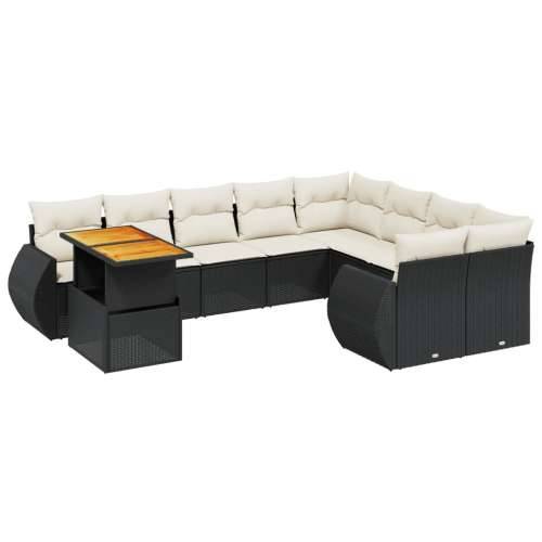 Vrtna garnitura - 10-dijelni set vrtnih sofa s jastucima crni od poliratana - Crna i krem stol + 5x srednja + 4x kutna 1 Cijena