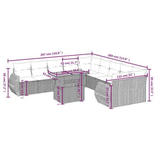 Vrtna garnitura - 11-dijelni set vrtnih sofa od poliratana s jastucima crni - Crna 4x kutna + 6x srednja + stol 1 Cijena