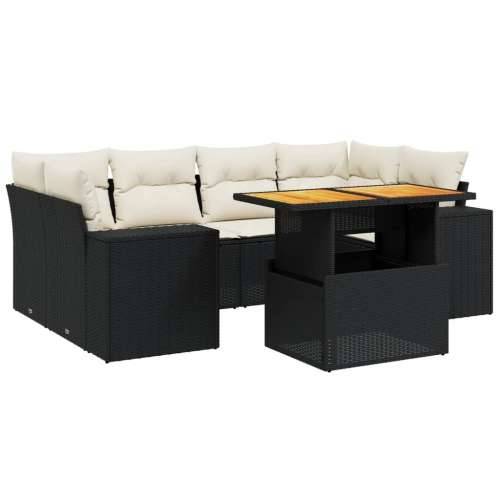 Vrtna garnitura - 7-dijelni set vrtnih sofa od poliratana s jastucima crni - Crna i krem bez spremišta 1 Cijena
