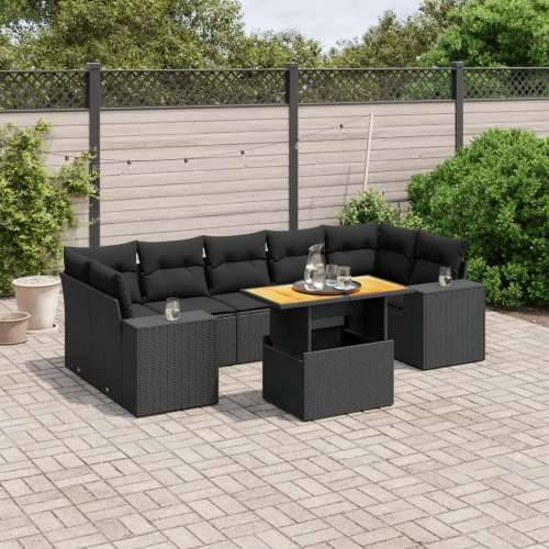Vrtna garnitura - 8-dijelni set vrtnih sofa od poliratana s jastucima crni - Crna bez spremišta 1 Cijena