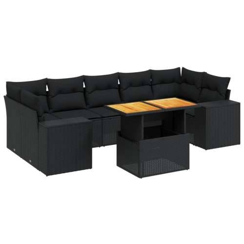 Vrtna garnitura - 8-dijelni set vrtnih sofa od poliratana s jastucima crni - Crna bez spremišta 1 Cijena