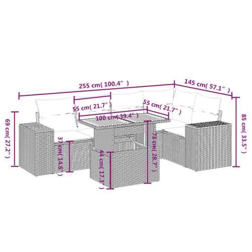 Vrtna garnitura - 6-dijelni set vrtnih sofa s jastucima crni od poliratana - Crna 2x srednja + 3x kutna + stol 1 Cijena