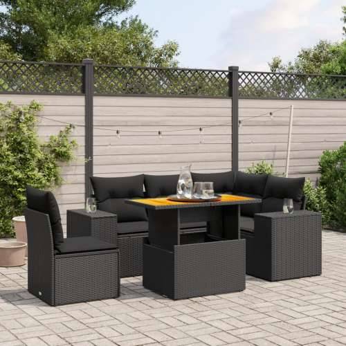 Vrtna garnitura - 6-dijelni set vrtnih sofa s jastucima crni od poliratana - Crna stol + 3x kutna + 2x srednja 1 Cijena