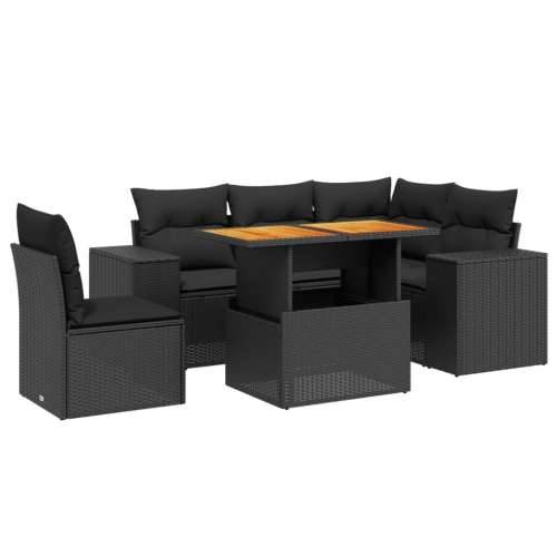 Vrtna garnitura - 6-dijelni set vrtnih sofa s jastucima crni od poliratana - Crna stol + 3x kutna + 2x srednja 1 Cijena