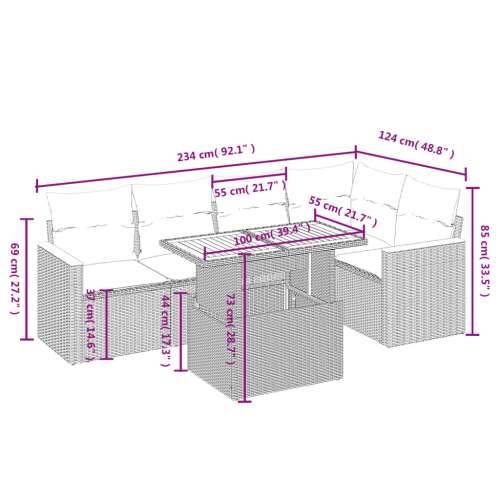 Vrtna garnitura - 6-dijelni set vrtnih sofa s jastucima crni od poliratana - Crna bez spremišta 1 Cijena