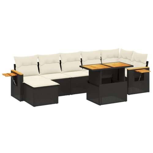 Vrtna garnitura - 8-dijelni set vrtnih sofa od poliratana s jastucima crni - Crna i krem bez spremišta 1 Cijena
